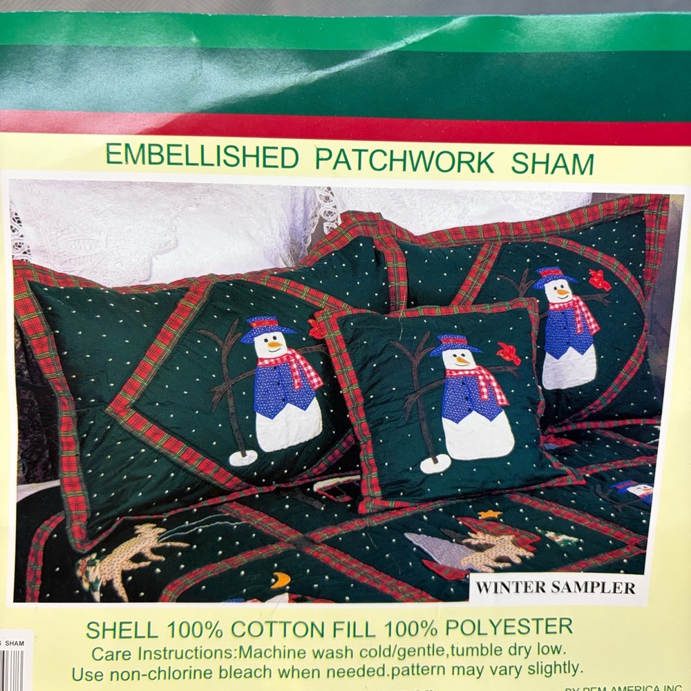 NWT Blair winter sampler set of two pillow shams size 24 x 32 Christmas snowman